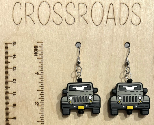 Jeep Focal Bead Earrings Gray