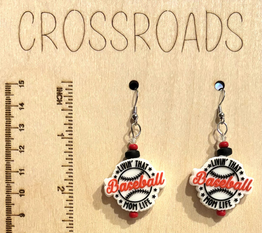 Baseball Mom Life Focal Bead Earrings