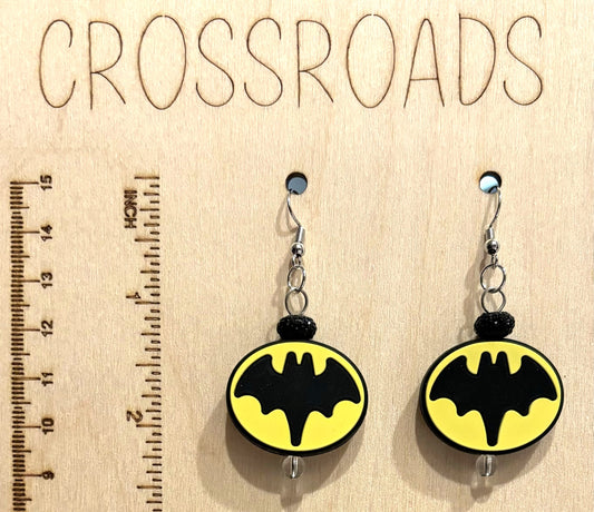 Bat Signal Focal Bead Earrings