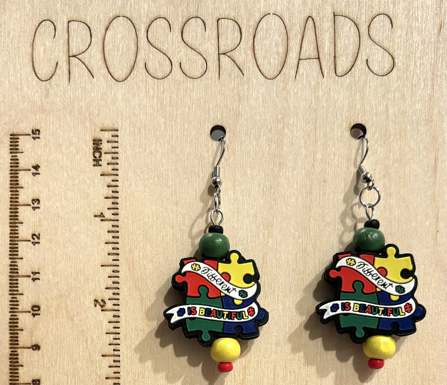 Autism 3 Focal Bead Earrings Black