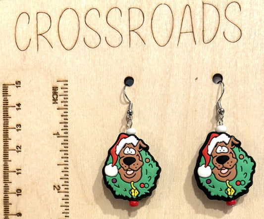 Christmas Dog Focal Bead Earrings #BE050