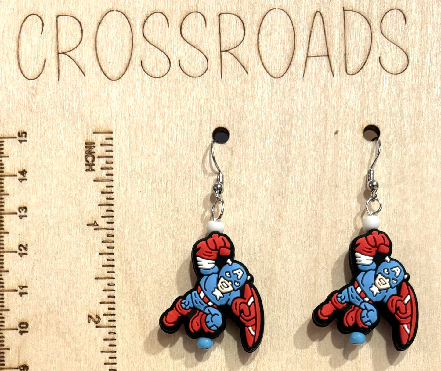 Captain America Focal Bead Earrings #BE052