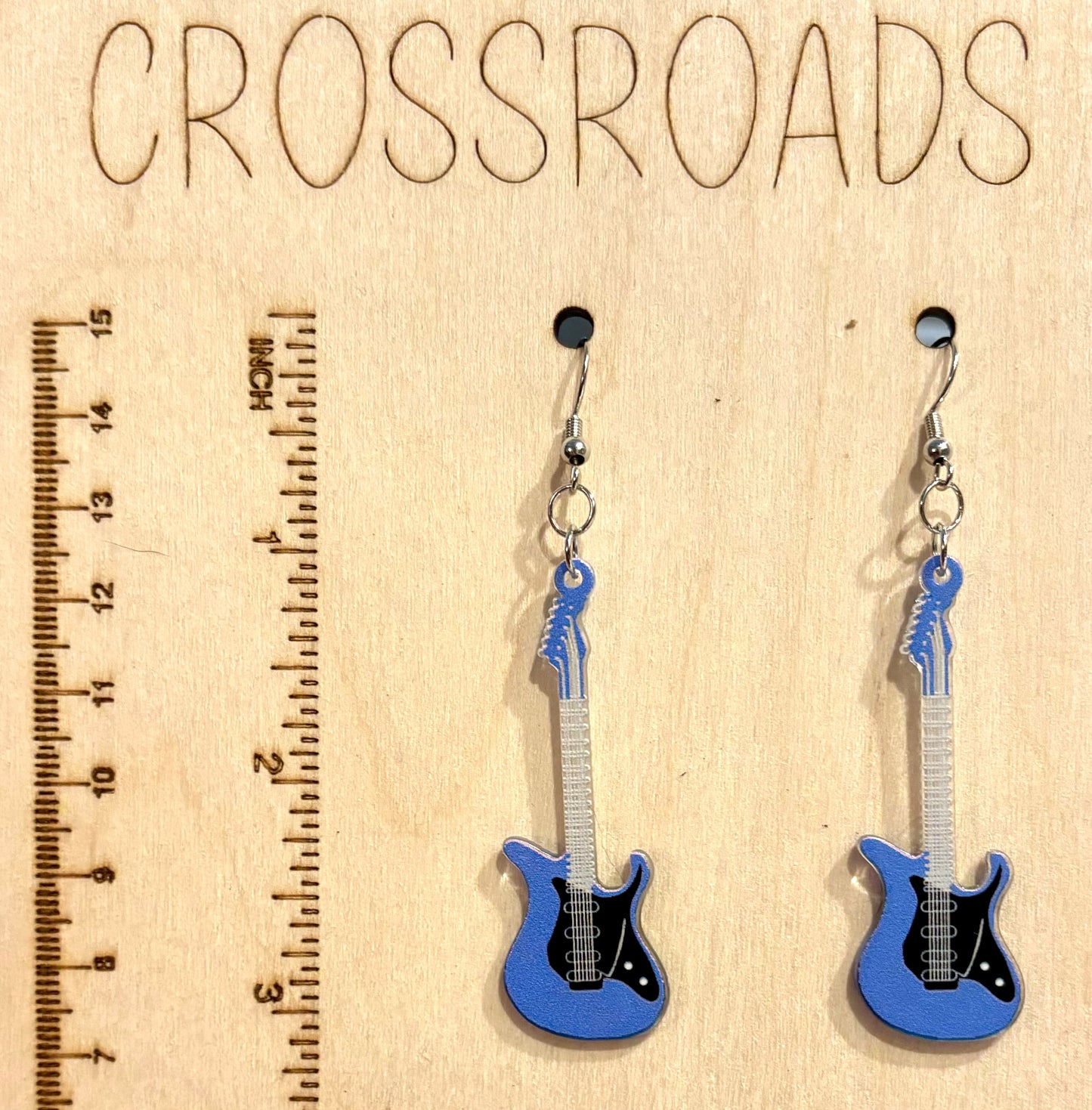 Acrylic Earrings Guitar - Blue - BE100