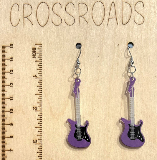 Acrylic Earrings Guitar - Purple - BE101