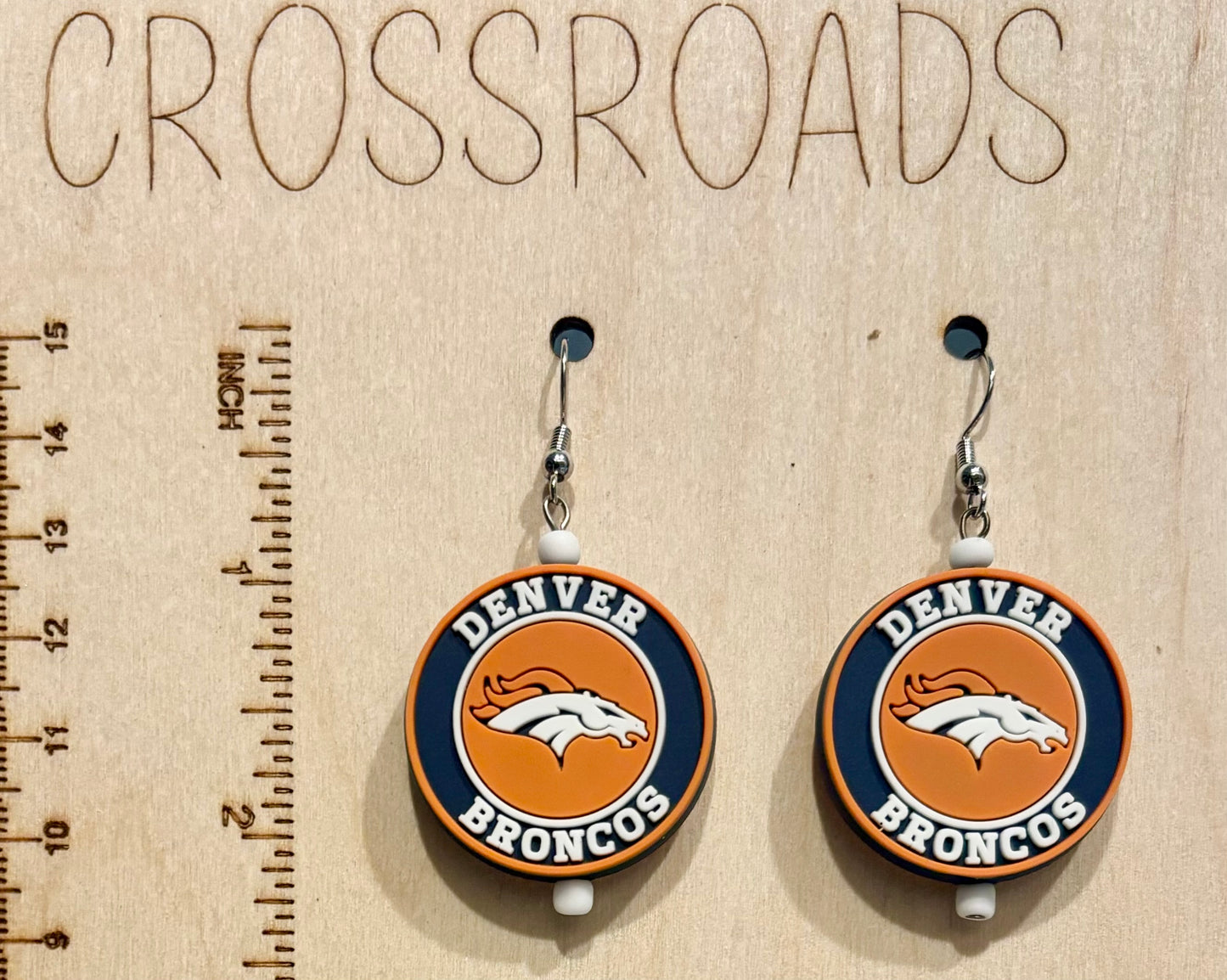 Sports Team Focal Bead Earrings - Broncos - BE124