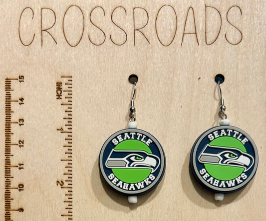 Sports Team Focal Bead Earrings - Seahawks - BE125