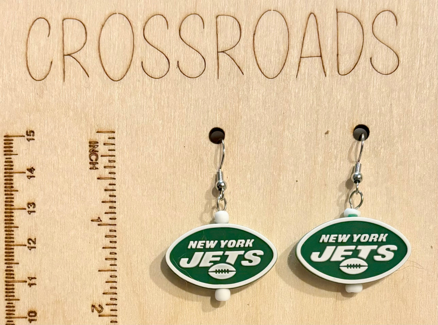 Sports Team Focal Bead Earrings - Jets - BE128