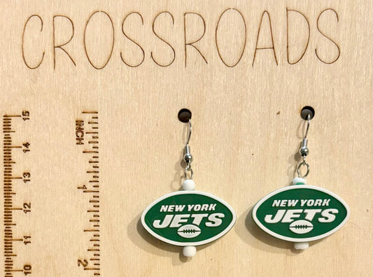 Sports Team Focal Bead Earrings - Jets - BE128