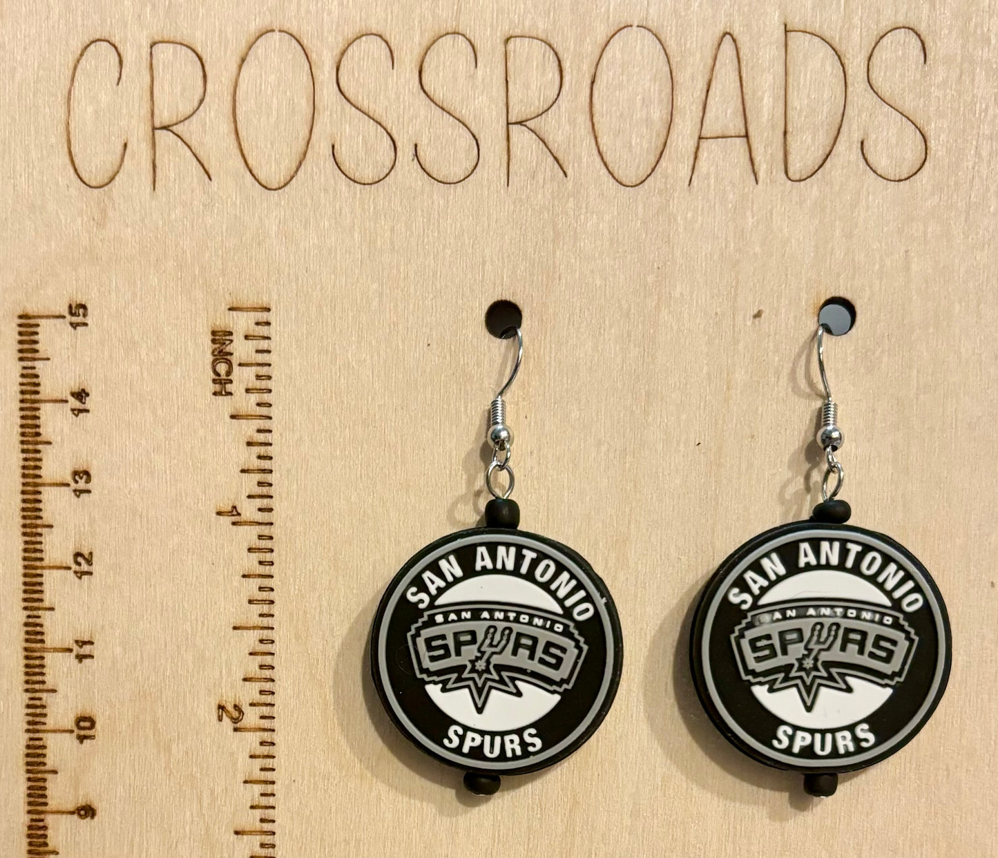 Sports Team Focal Bead Earrings - Spurs - BE129