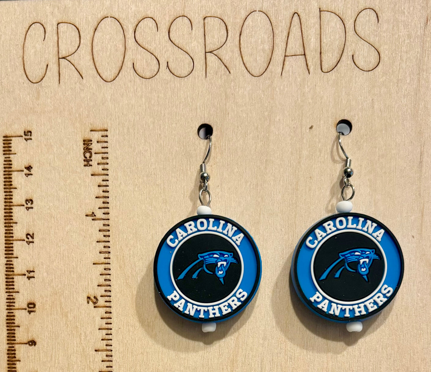 Sports Team Focal Bead Earrings - Panthers - BE130