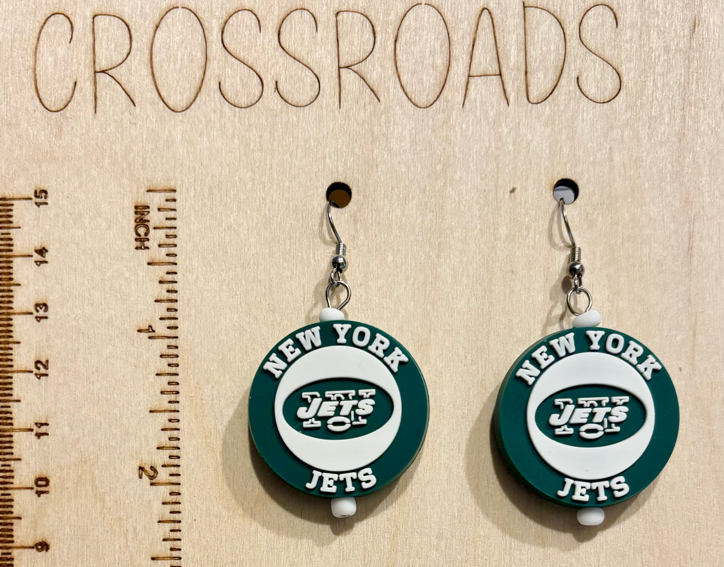 Sports Team Focal Bead Earrings - Jets - BE136