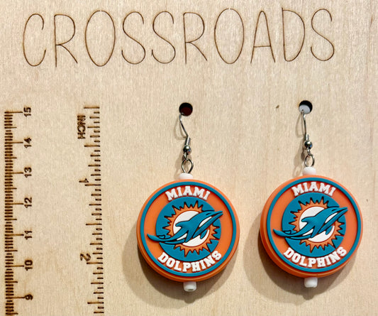 Sports Team Focal Bead Earrings - Dolphins - BE137