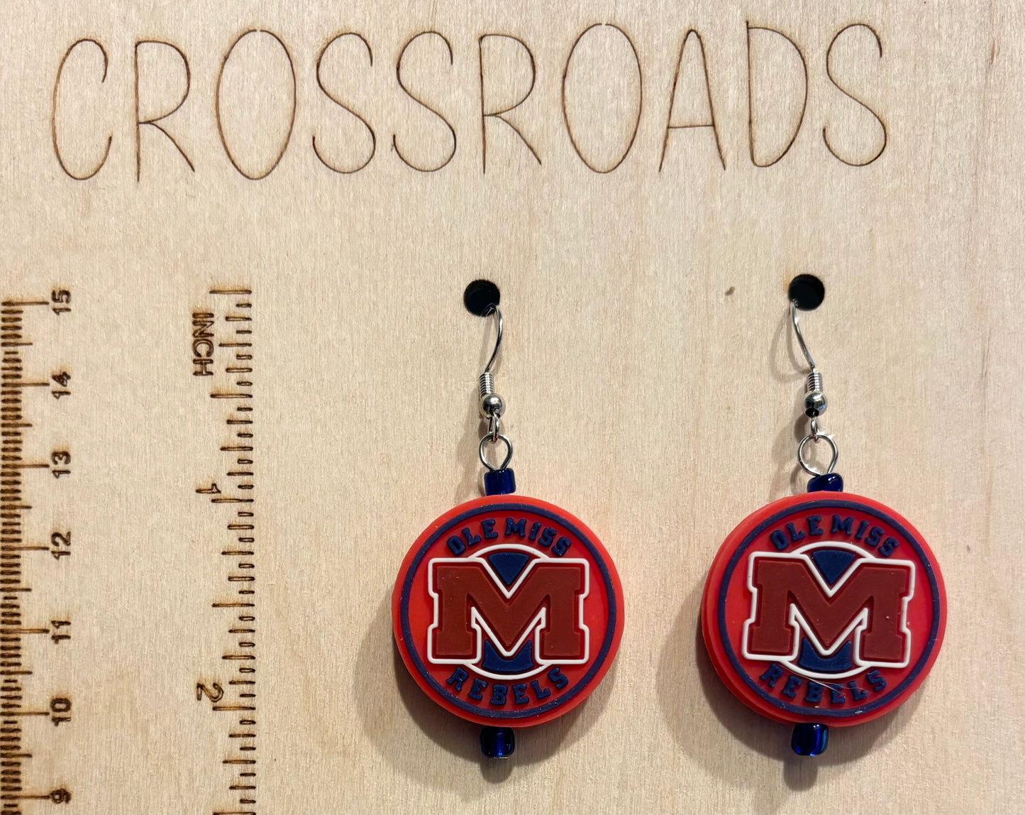 Sports Team Focal Bead Earrings - Rebels - BE140