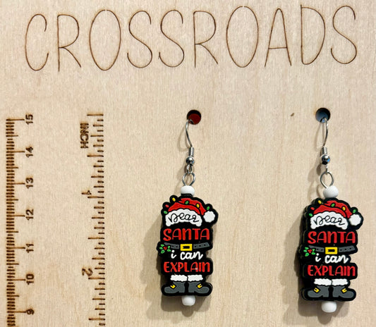 Focal Bead Earrings - Santa I Can Explain - BE143