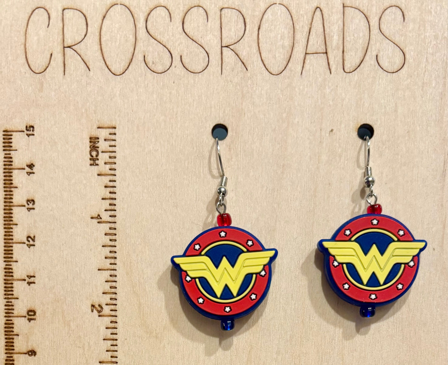 Focal Bead Earrings - Wonder Woman - BE149