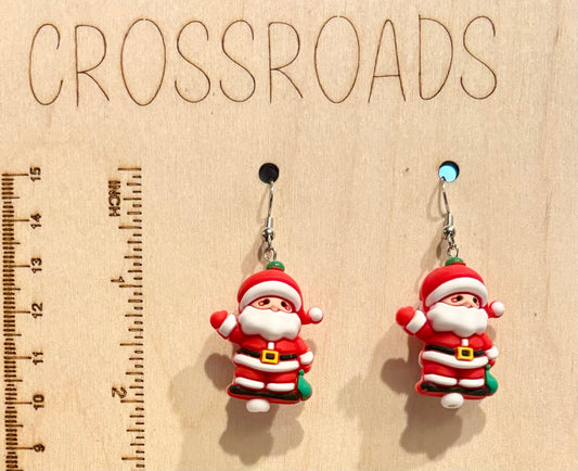 Focal Bead Earrings - Santa - BE150