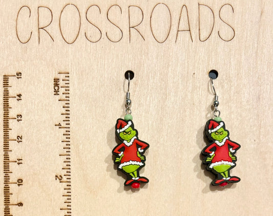 Focal Bead Earrings - Grinch - BE152