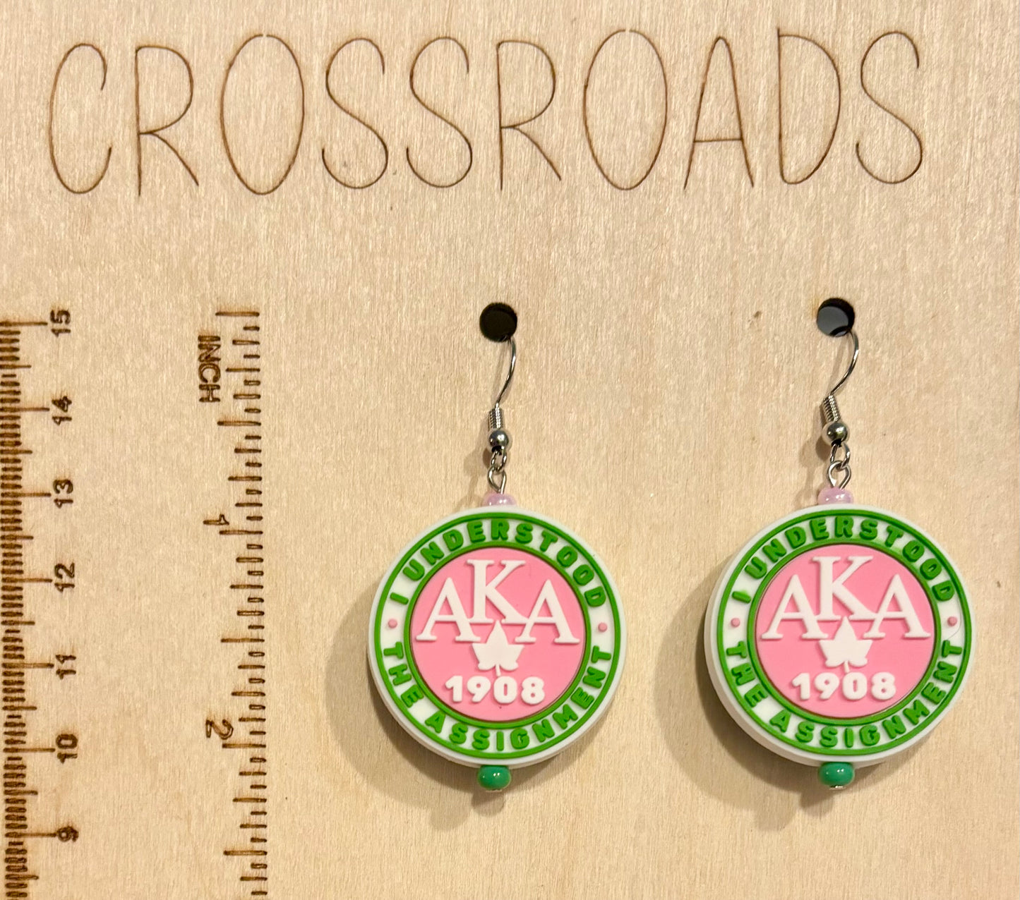 Focal Bead Earrings - Alpha Kappa Alpha - BE157