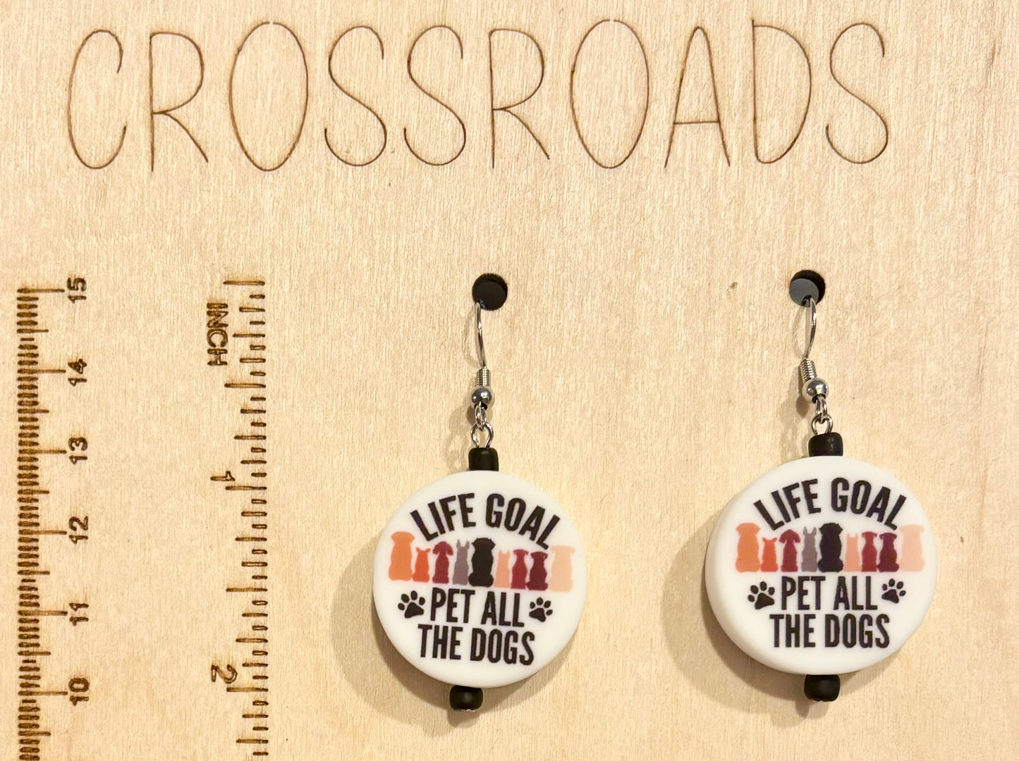 Focal Bead Earrings - Pet All The Dogs - BE159