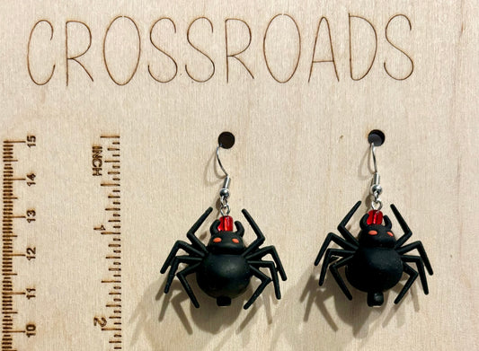 Focal Bead Earrings - 3D Spider - BE171