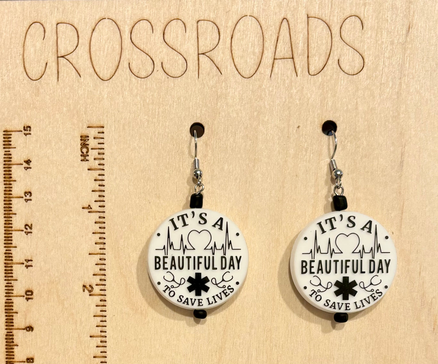 Focal Bead Earrings - Save Lives  - BE173