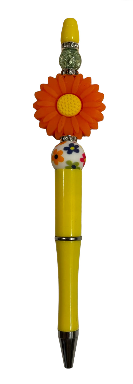 Beaded Pen, Orange Sunflower