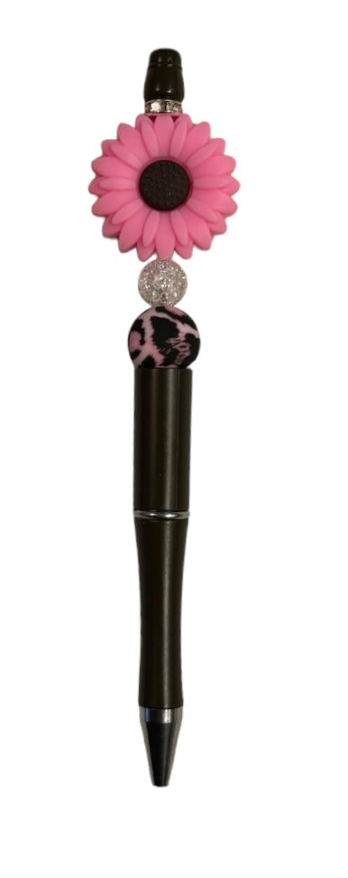 Beaded Pen, Pink Sunflower