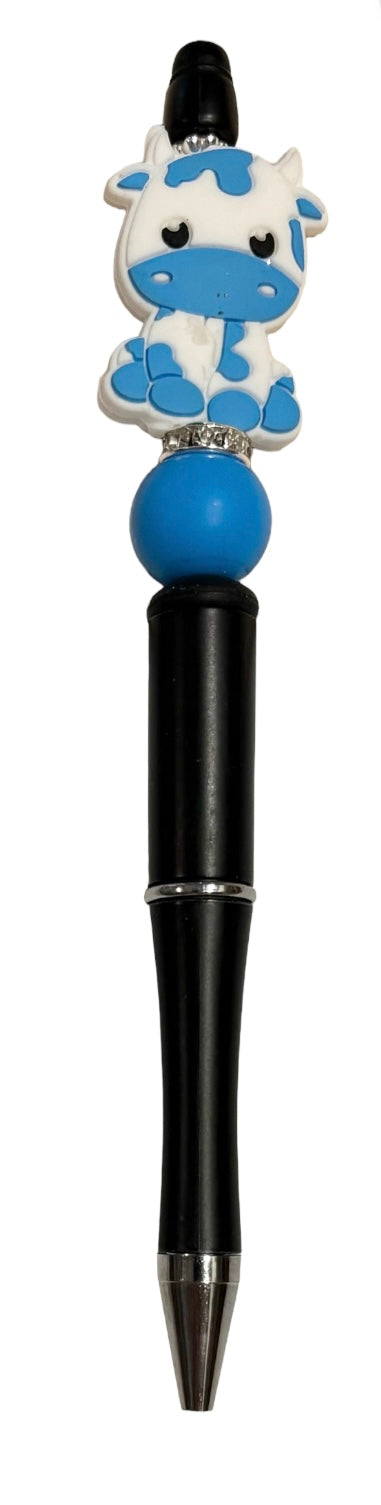 Beaded Pen, Cow-Blue