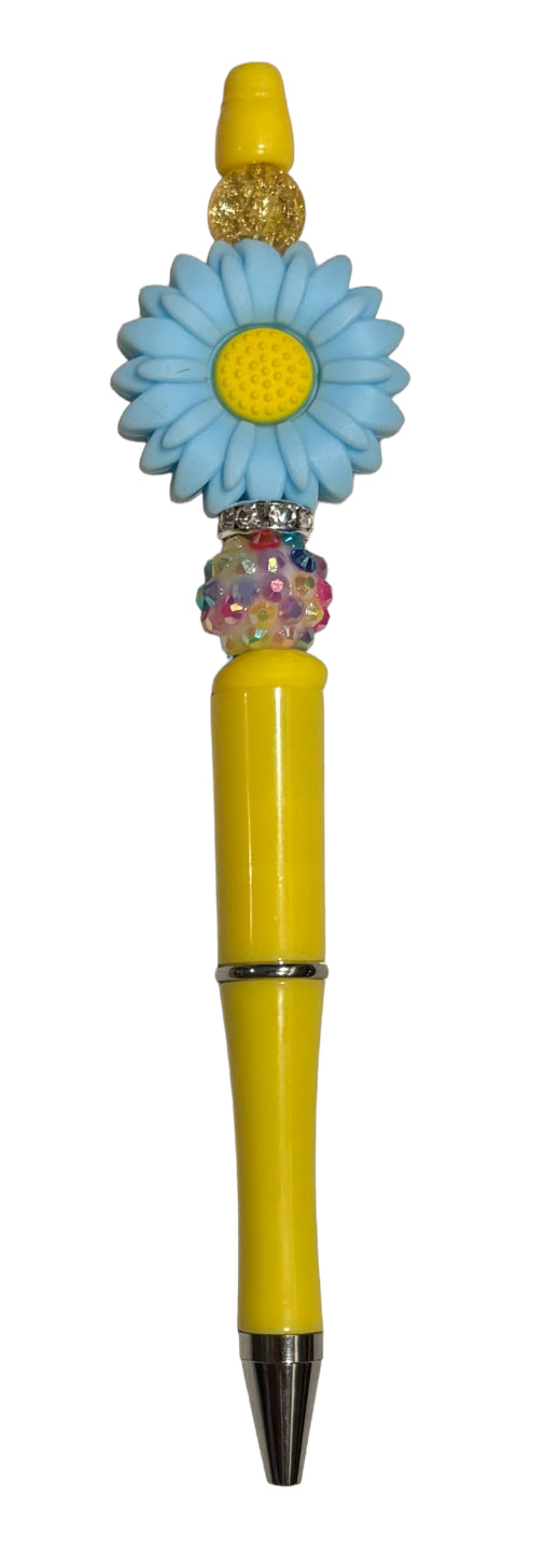 Beaded Pen, Sunflower-Blue