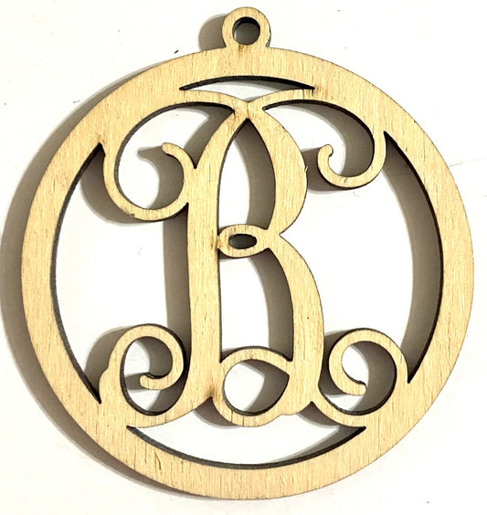 Ready to Paint Shape - 1/8" Birch - Monogram Ornament "B" S130