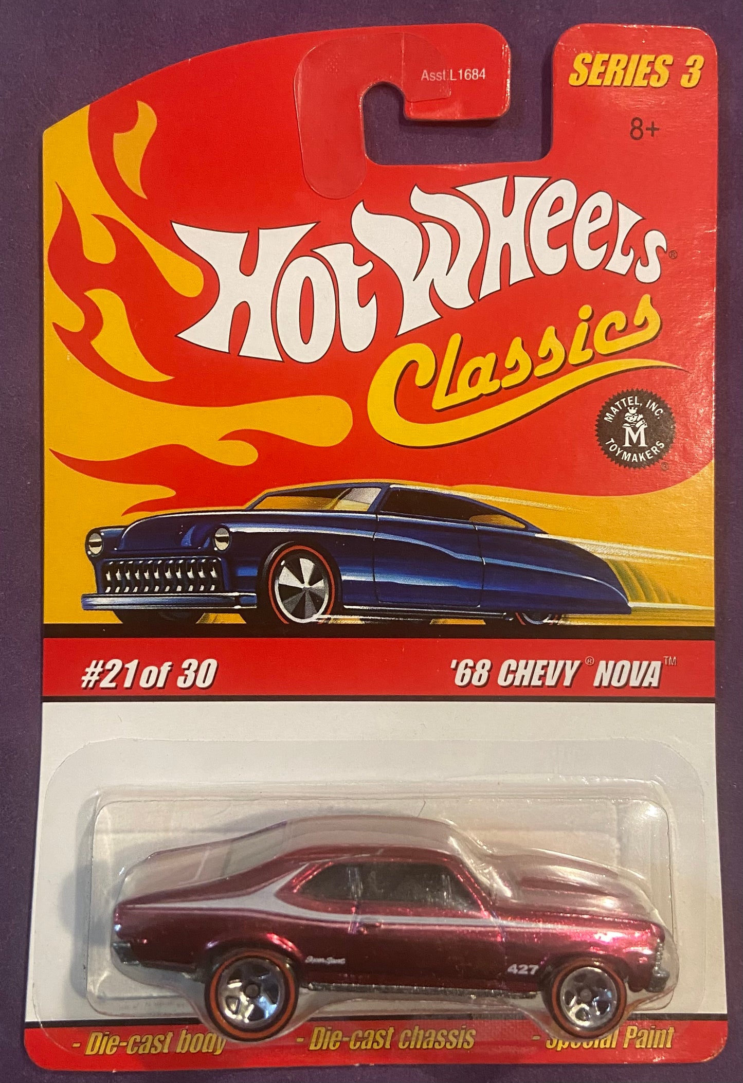 2007 Hot Wheels Classic Series 3 #21 68 Chevy Nova MAGENTA