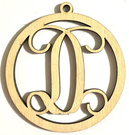 Ready to Paint Shape - 1/8" Birch - Monogram Ornament "D" S130