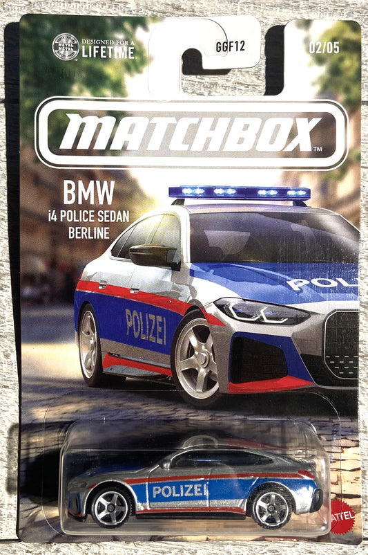 2026 Matchbox European Mix 1 - #2 BMW i4 Police Sedan Berline
