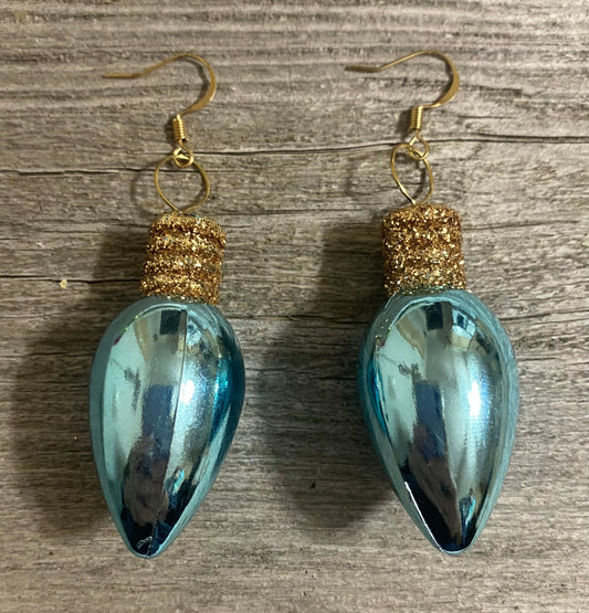 Christmas Bulb Earrings, Blue