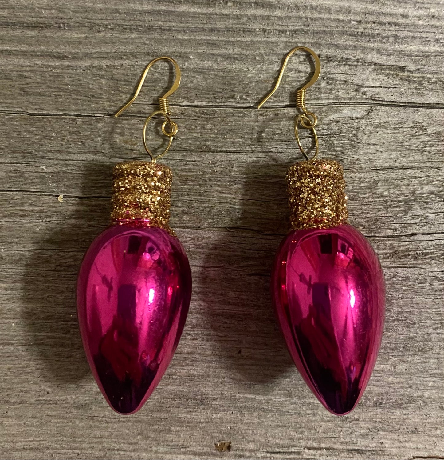 Christmas Bulb Earrings, Pink