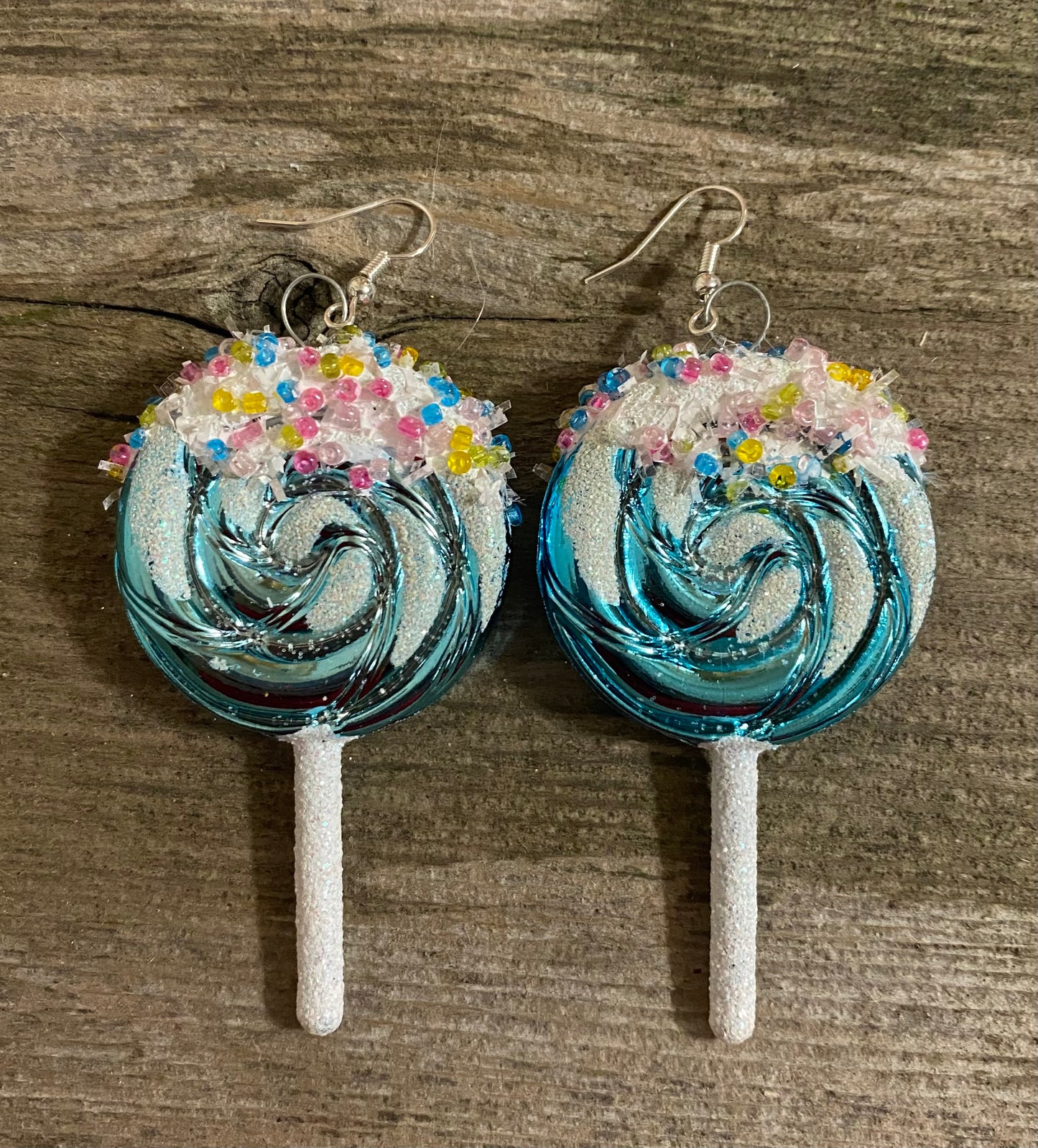 Lollypop earrings, blue