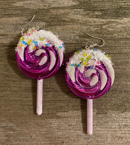 Lollypop earrings, purple