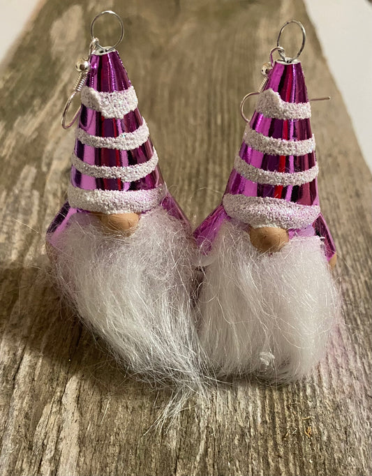 Gnome earrings, purple