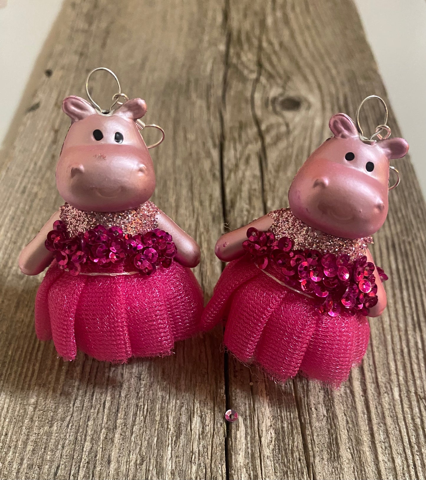 Hippo Earrings, Hot Pink