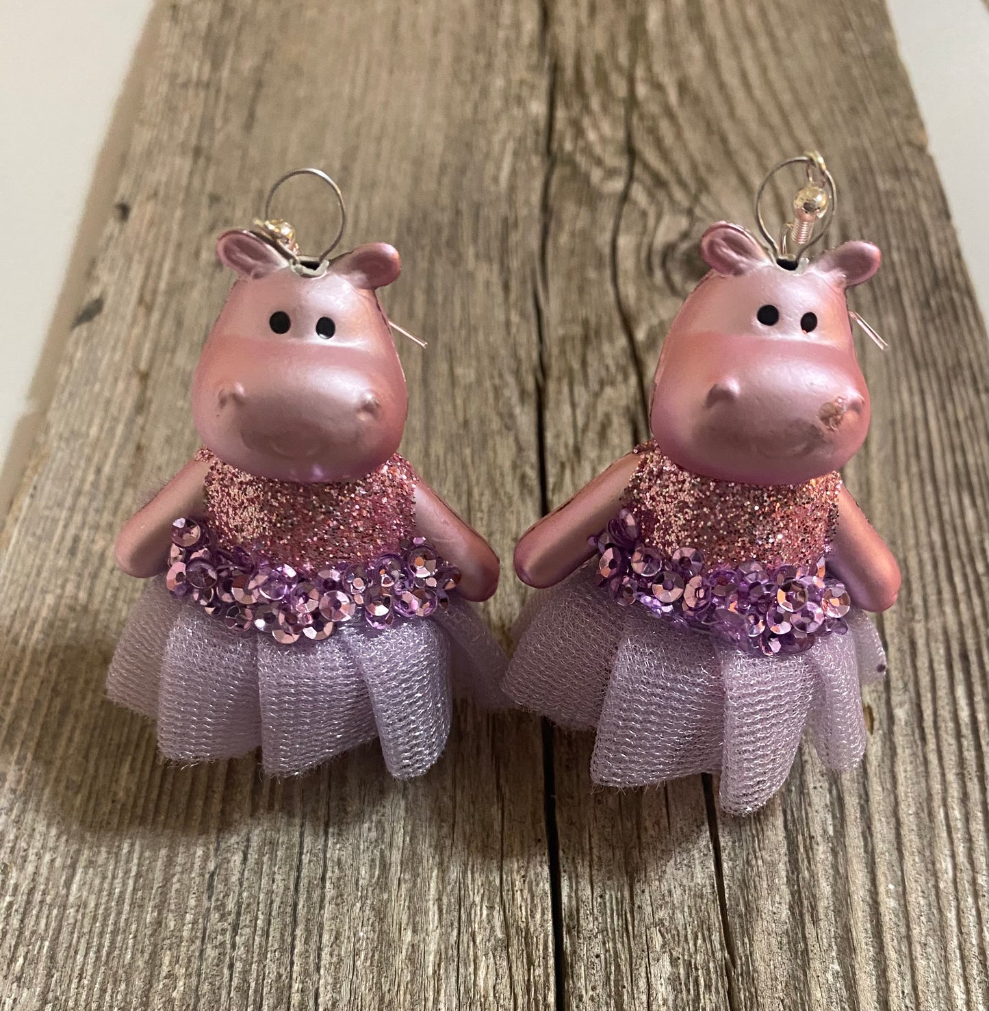 Hippo Earrings, Purple