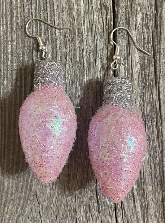 Christmas Bulb Earrings, Pink