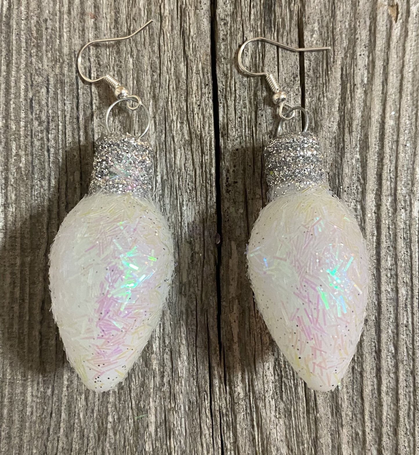 Christmas Bulb Earrings, White