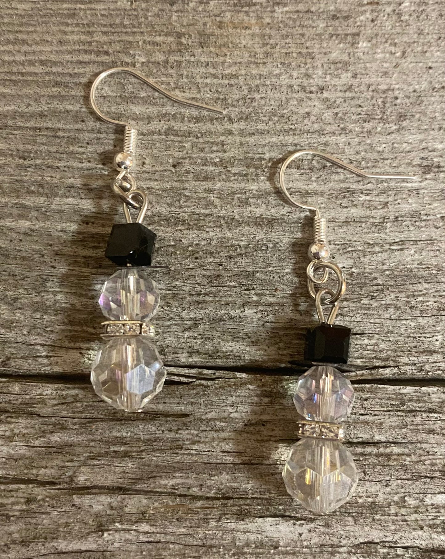 Snowman Crystal Earrings, w/clear scarf