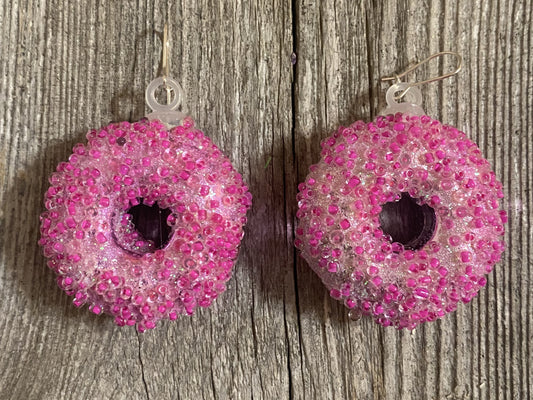 Donut Christmas Earrings, Pink