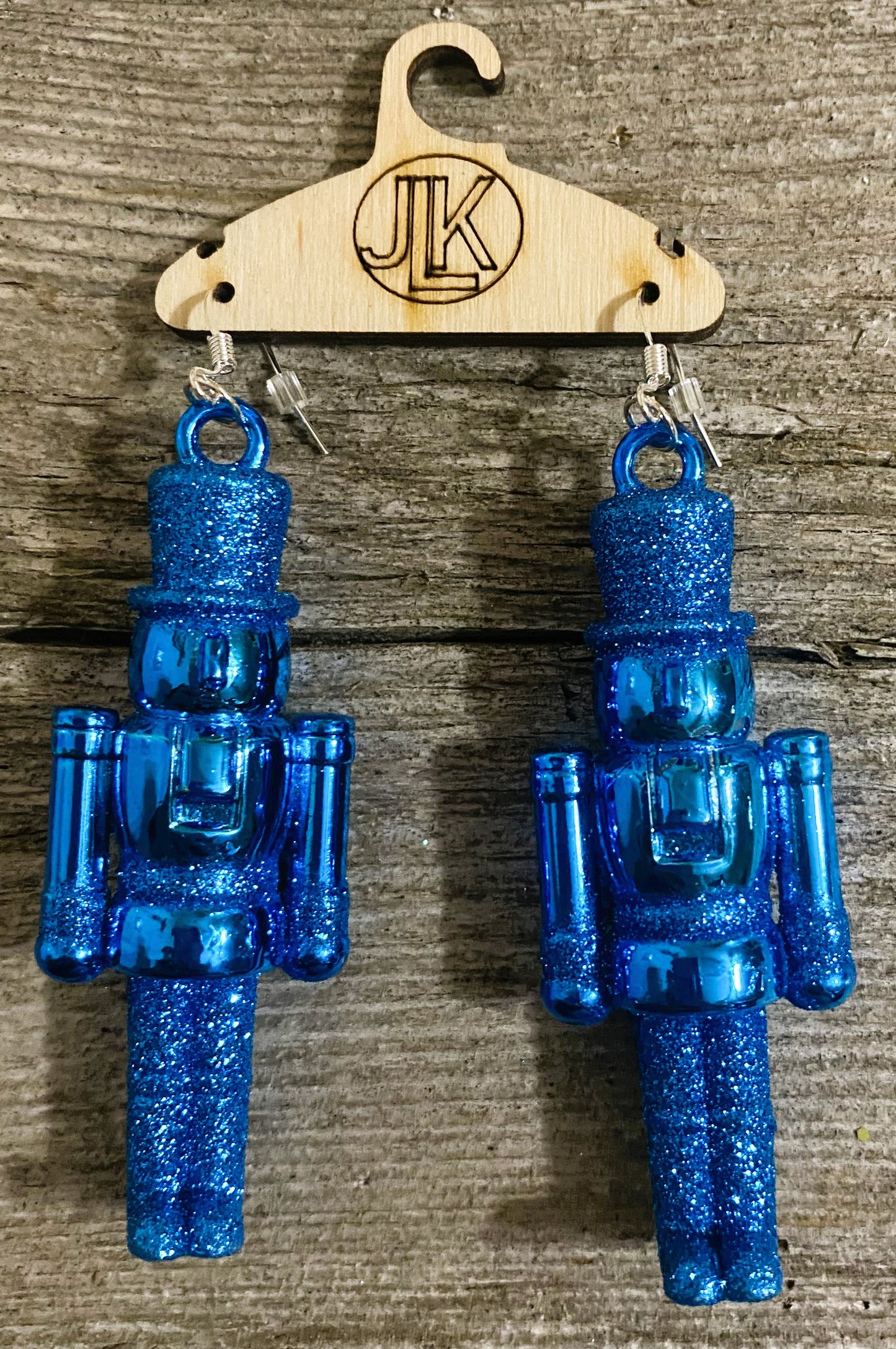 Toy Soldier Christmas Earrings, Blue