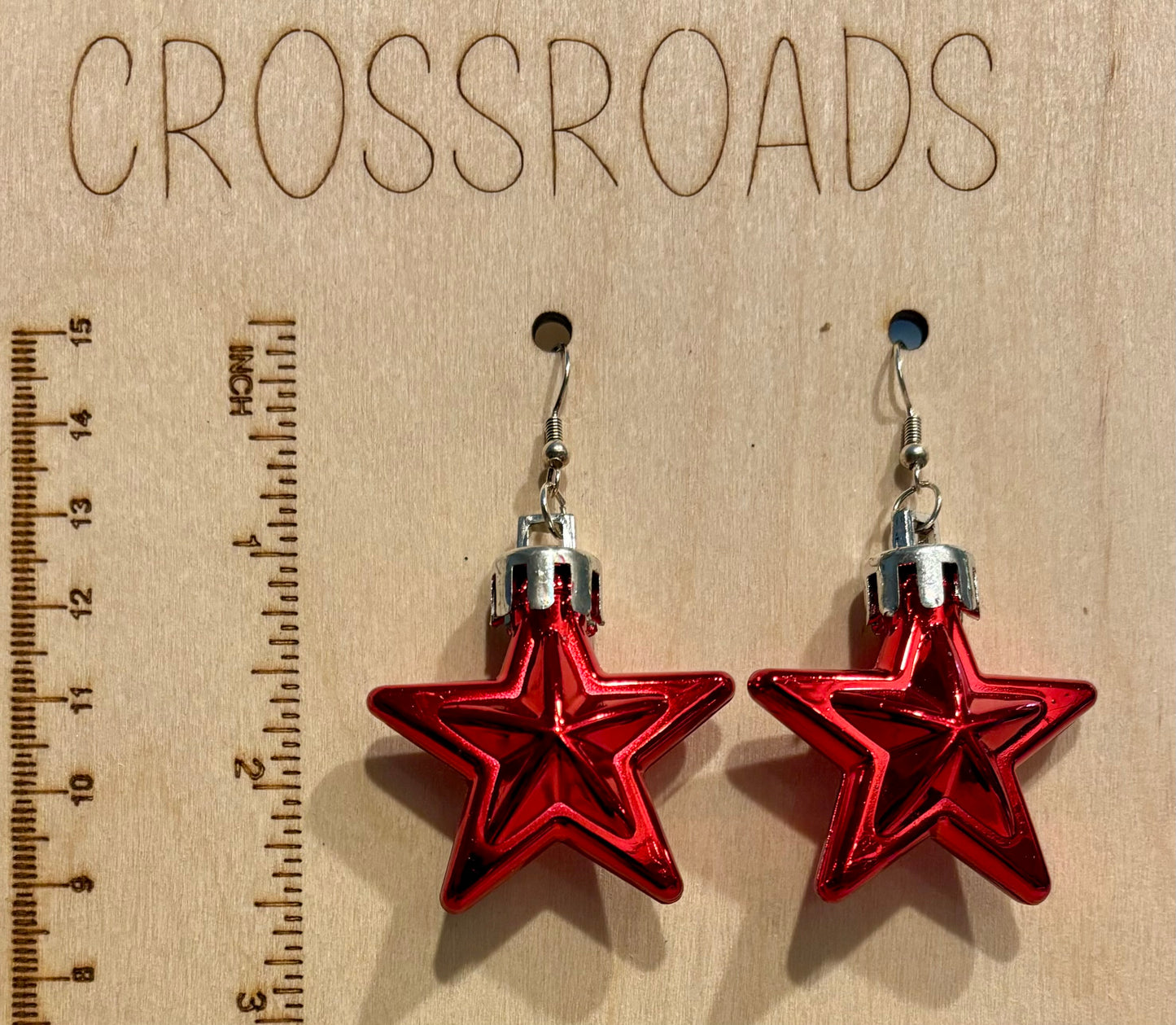 Red Star Christmas earrings