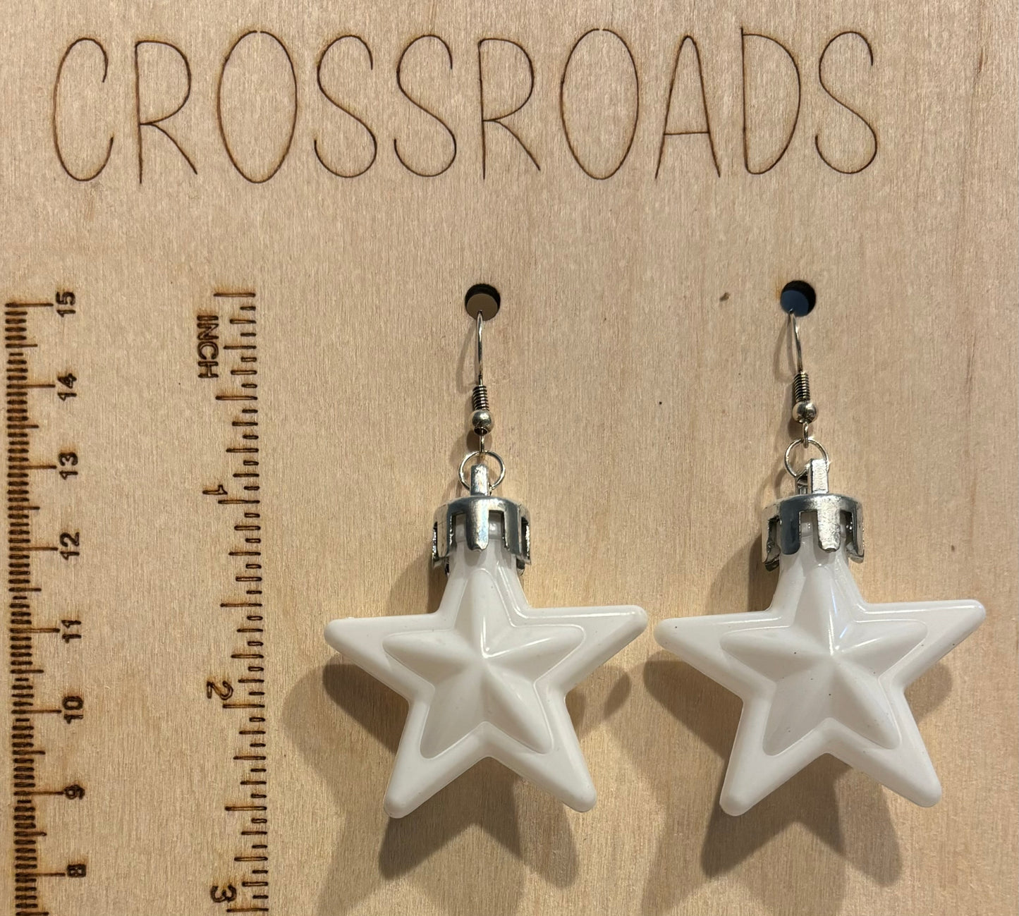 White Star Christmas earrings