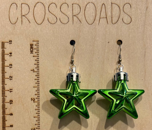 Green Star Christmas earrings