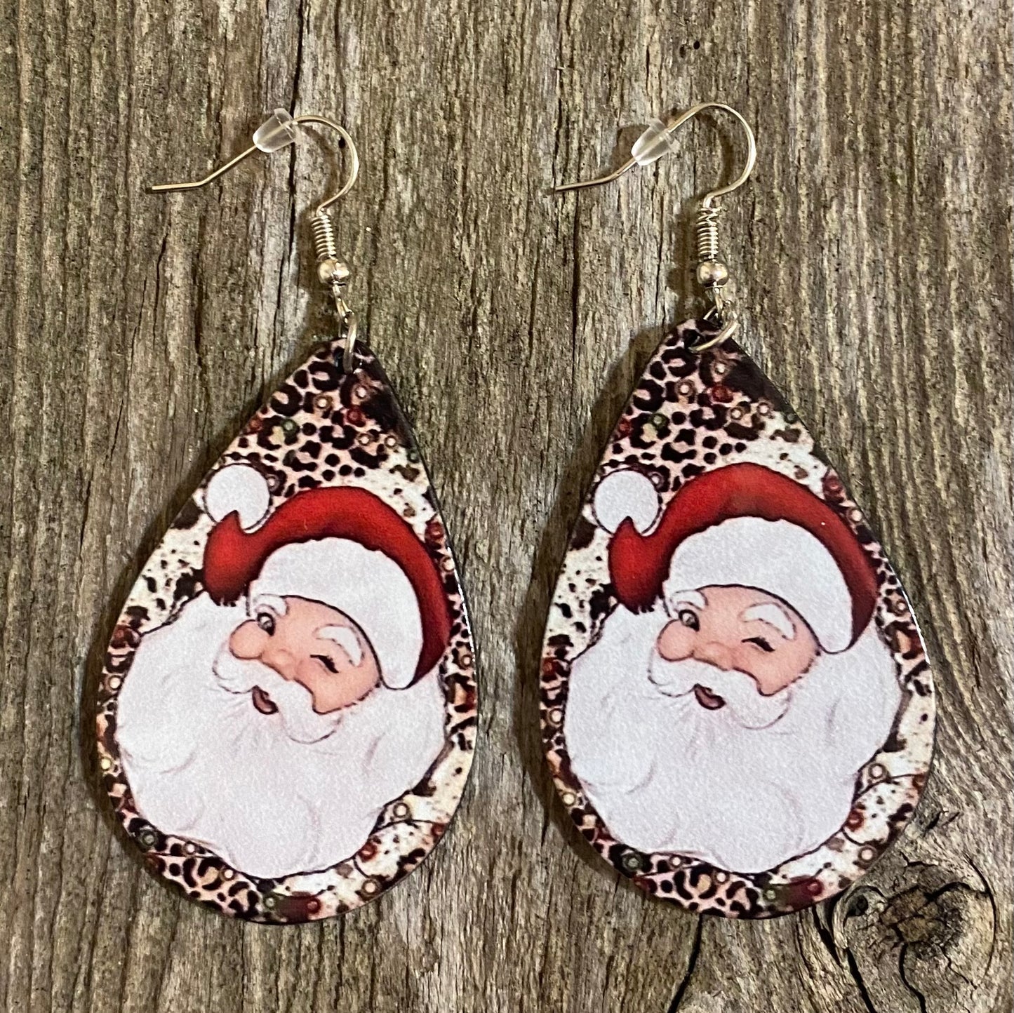 Santa Face Teardrop Acrylic Christmas Earrings