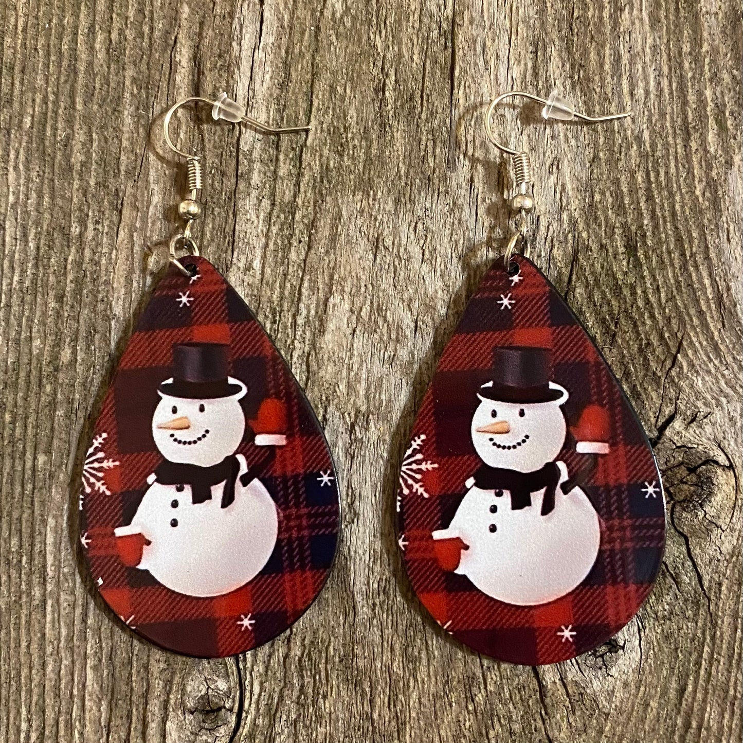 Snowman Teardrop Acrylic Christmas Earrings